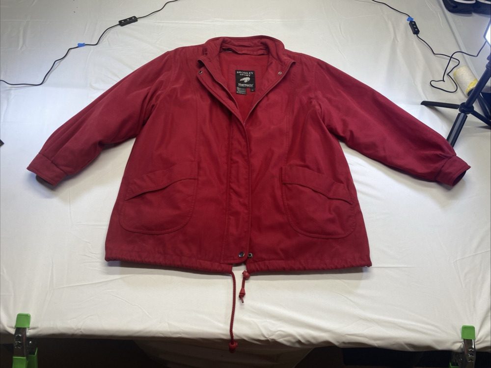 Bromley Sport Vintage Red Thermolite Insulated Zip Front Fleece Lined Jacket XL